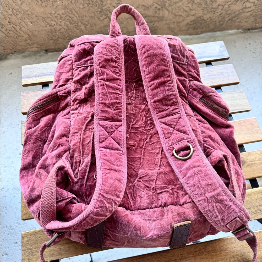 Free People Malta Velvet Backpack Sepia Rose - Picture 6 of 8